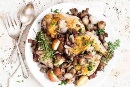 Курица с грибами в вине