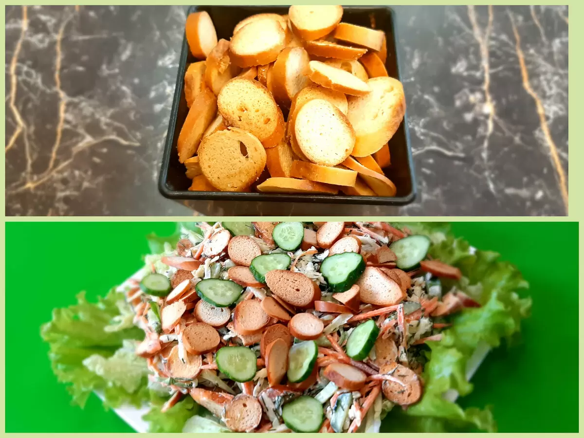 Ароматные чесночные сухарики и летний салат: идеальное сочетание